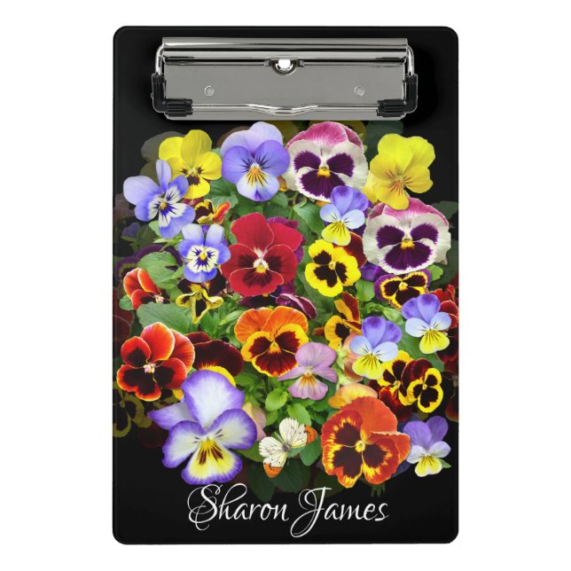 Personalized Colorful Pansy Arrangement  Mini Cli Clipboard (Front)
