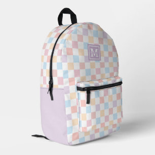 Personalized Colorful Pastel Checkered Pattern Printed Backpack