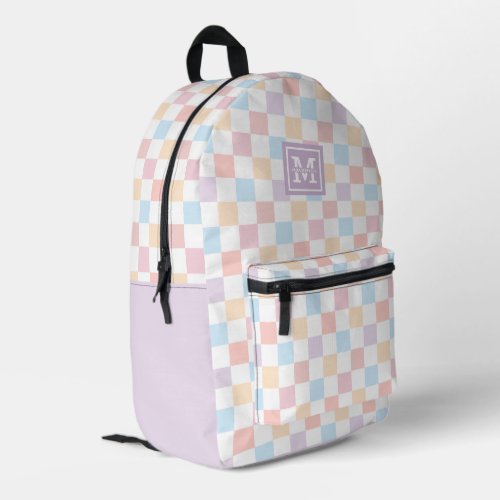 Personalized Colorful Pastel Checkered Pattern Printed Backpack