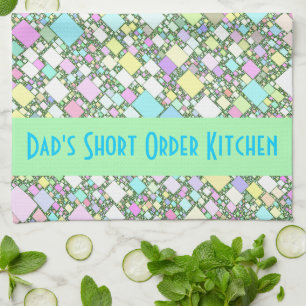 Personalized Colorful Pastel Mini Boxes Abstract Kitchen Towel