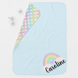Personalized Colorful Pastel Watercolor Rainbow Baby Blanket