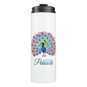 Personalized Colorful Peacock Illustration Thermal Tumbler