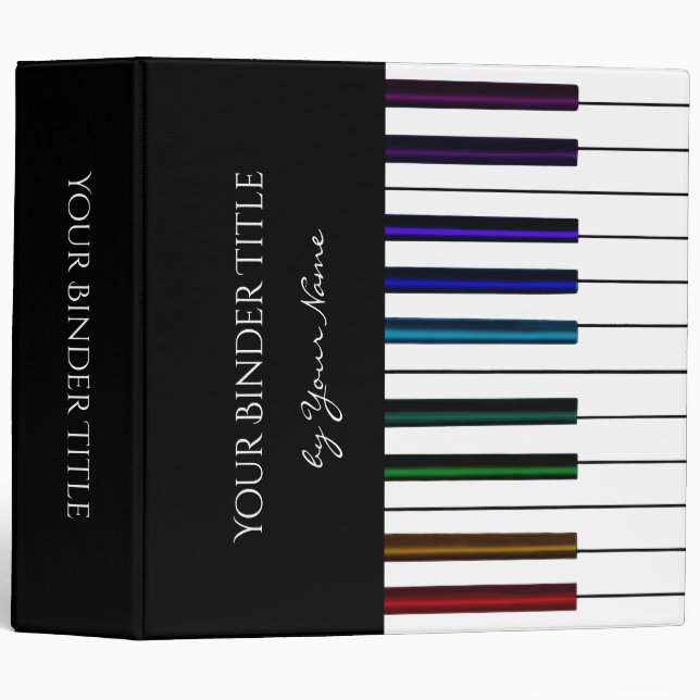 Personalized Colorful  Piano Keys Music Binder (Front/Spine)