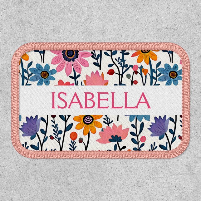 Personalized Colorful Pink Flowers Patch (Front)