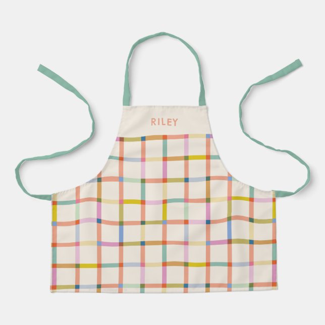 Personalized Colorful Plaid Apron (Front)