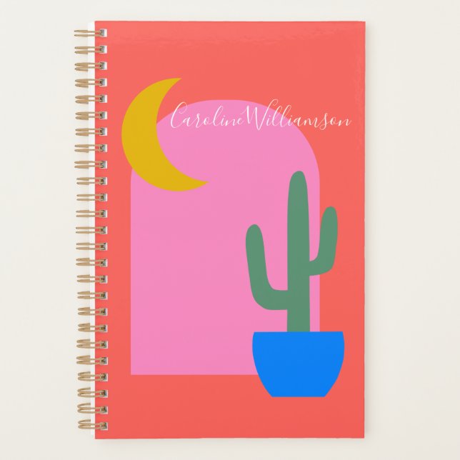 Personalized Colorful Playful Desert Cactus Bright Planner (Front)