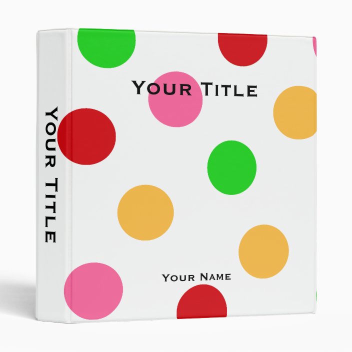 Personalized Colorful Polka Dot Pattern Binder