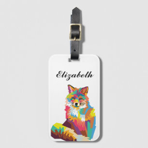 Personalized Colorful Pop Art Fox Luggage Tag
