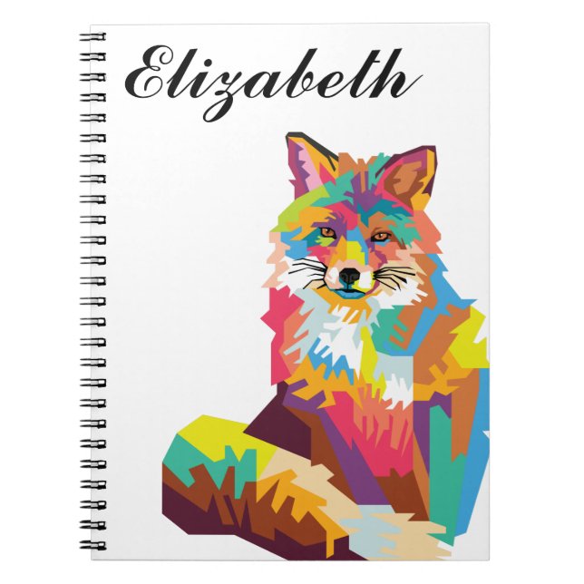 Personalized Colorful Pop Art Fox Notebook (Front)