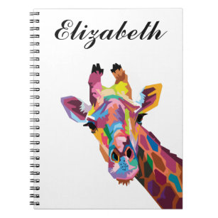 Personalized Colorful Pop Art Giraffe Notebook