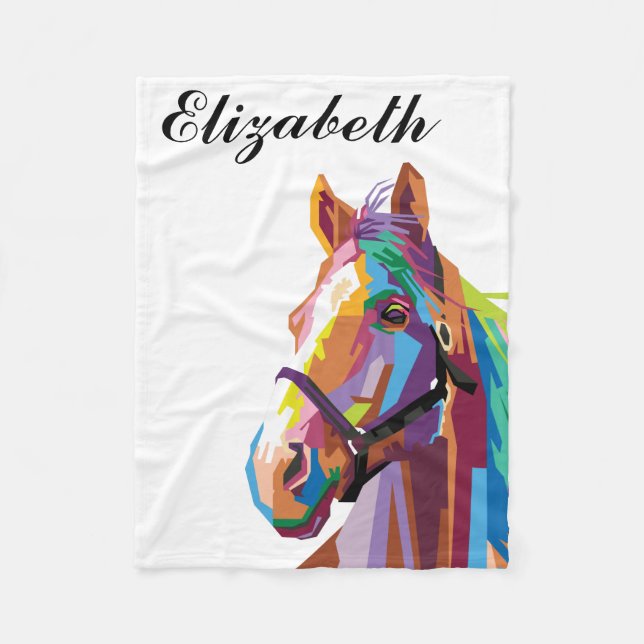 Personalized Colorful Pop Art Horse Fleece Blanket (Front)