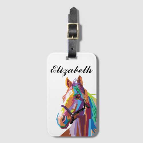 Personalized Colorful Pop Art Horse Luggage Tag