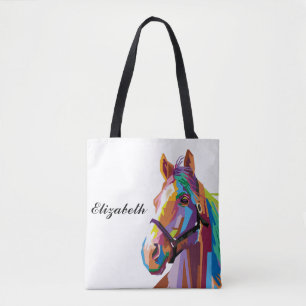 Personalized Colorful Pop Art Horse Tote Bag