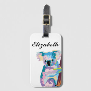 Personalized Colorful Pop Art Koala Luggage Tag
