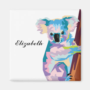 Personalized Colorful Pop Art Koala Magnet