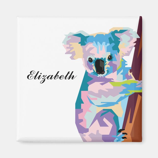 Personalized Colorful Pop Art Koala Magnet (Front)