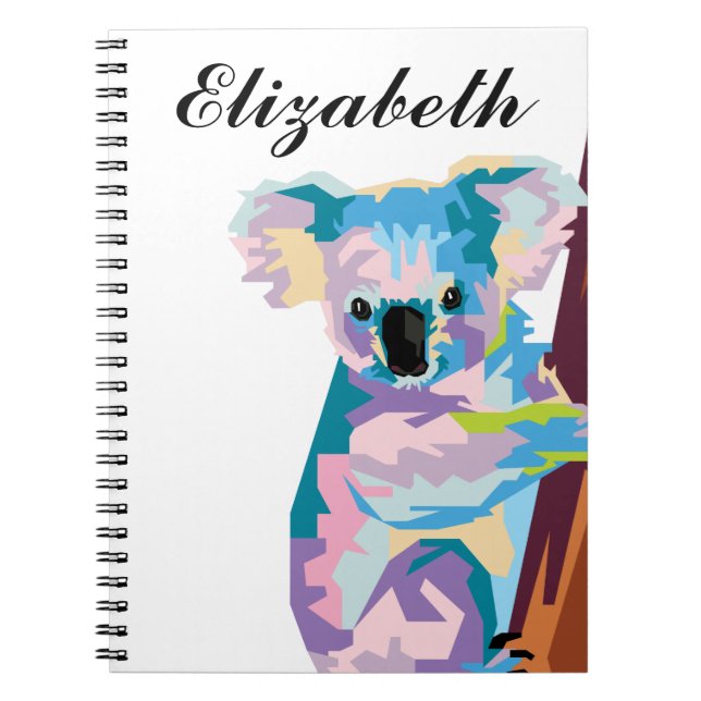 Personalized Colorful Pop Art Koala Notebook (Front)
