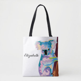 Personalized Colorful Pop Art Koala Tote Bag