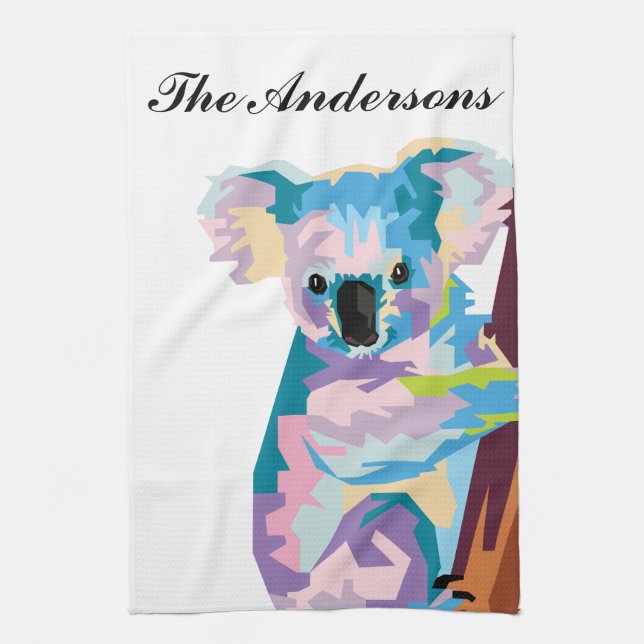 Personalized Colorful Pop Art Koala Towel (Vertical)