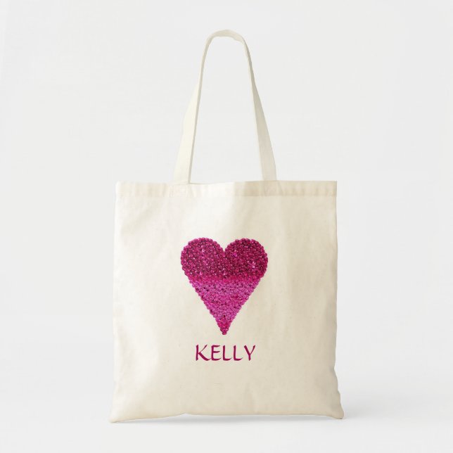 Personalized Colorful Purple Heart Tote Bag (Front)