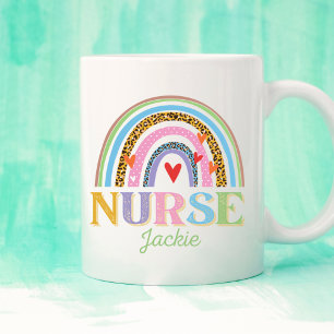 Personalized Colorful Rainbow Nurse Coffee Mug