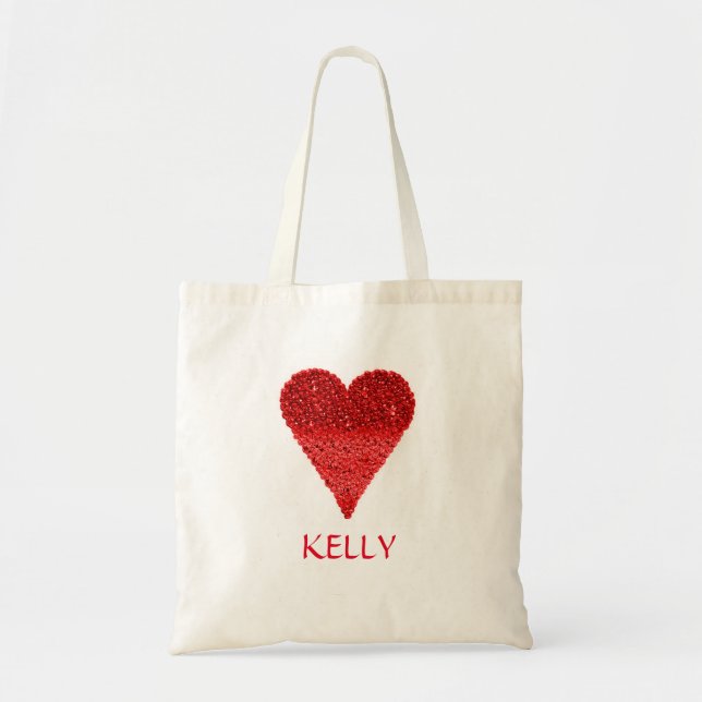 Personalized Colorful Red Heart Tote Bag (Front)