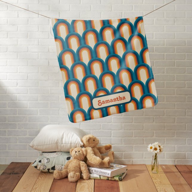 Personalized Colorful Retro Arch Rainbow Pattern  Baby Blanket (In Situ)