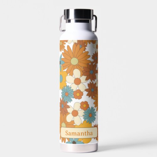 Personalized Colorful Retro Flower Pattern  Water Bottle