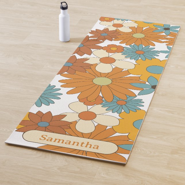 Personalized Colorful Retro Flower Pattern  Yoga Mat (In Situ)