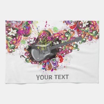 Personalized Colorful Retro Music Guitar Towel by PersonalizationShop at Zazzle