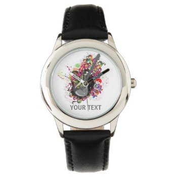 Personalized Colorful Retro Music Guitar Watch by PersonalizationShop at Zazzle