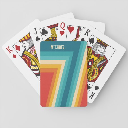 Personalized Colorful Retro Stripes _ 70s 80s  Poker Cards