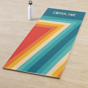 Personalized Colorful Retro Stripes - 70s  80s  Yoga Mat by DesignByLang at Zazzle