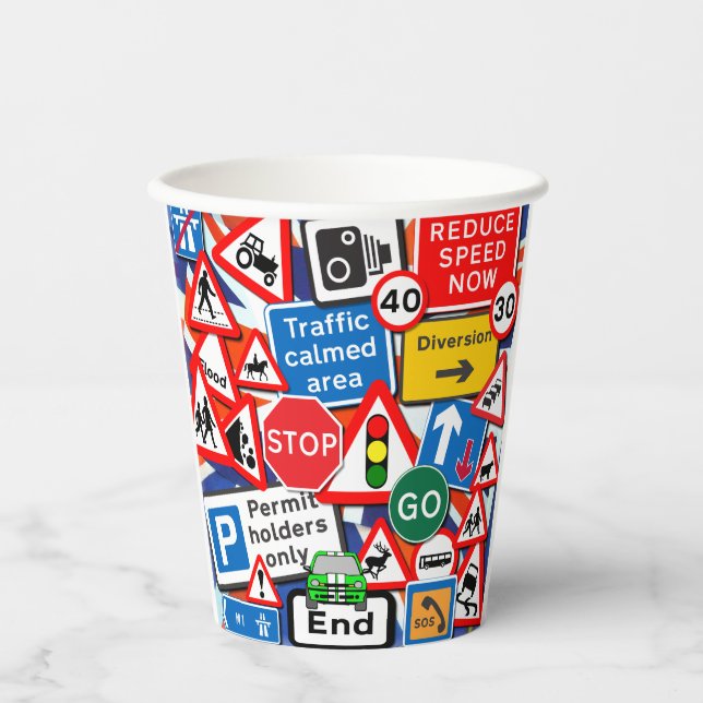 Personalized Colorful Road Signs   Paper Cups (Front)