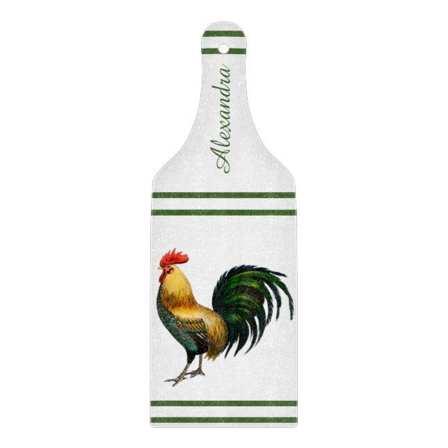 Personalized Colorful Rooster chicken  Cutting Board (Front)
