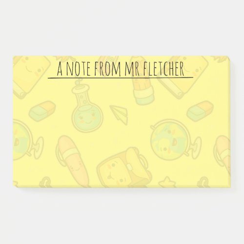 Personalized Colorful School Supplies Pattern Post_it Notes