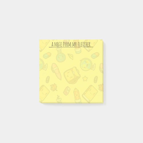 Personalized Colorful School Supplies Pattern Post_it Notes