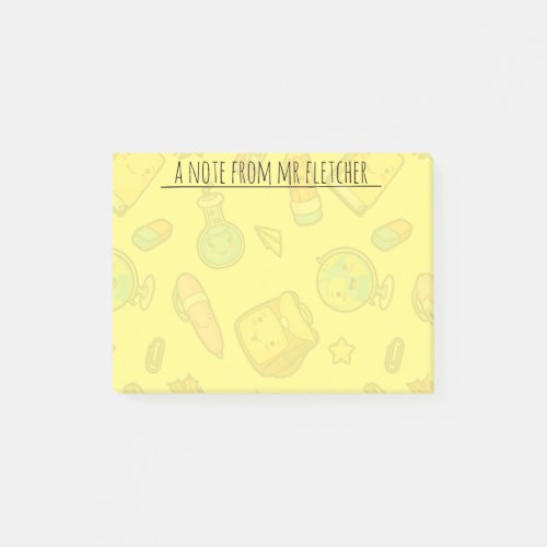 Personalized Colorful School Supplies Pattern Post_it Notes