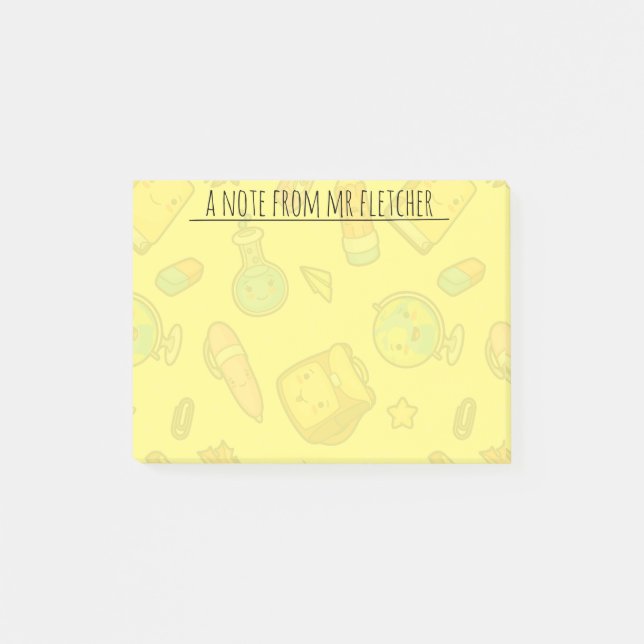Personalized Colorful School Supplies Pattern Post-it Notes (Front)
