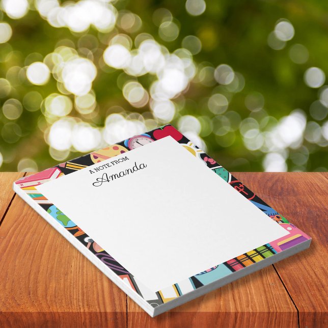 Personalized Colorful School Supplies Teacher Notepad (Creator Uploaded)