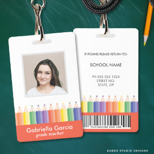Personalized Colorful School Teacher Code ID badge