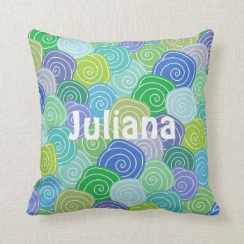 Personalized Colorful Seashell Swirls Pillow by Tissling at Zazzle