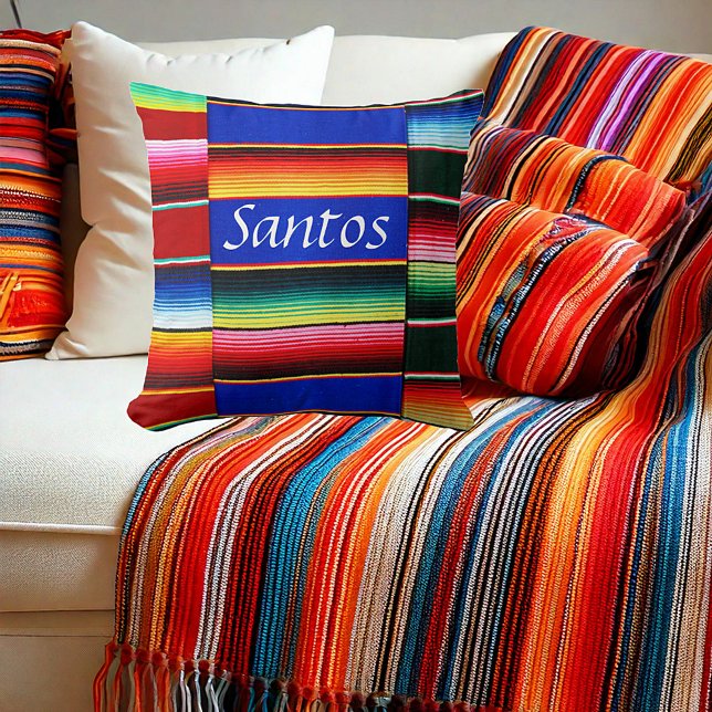Personalized colorful serape stripes  throw pillow (Creator Uploaded)