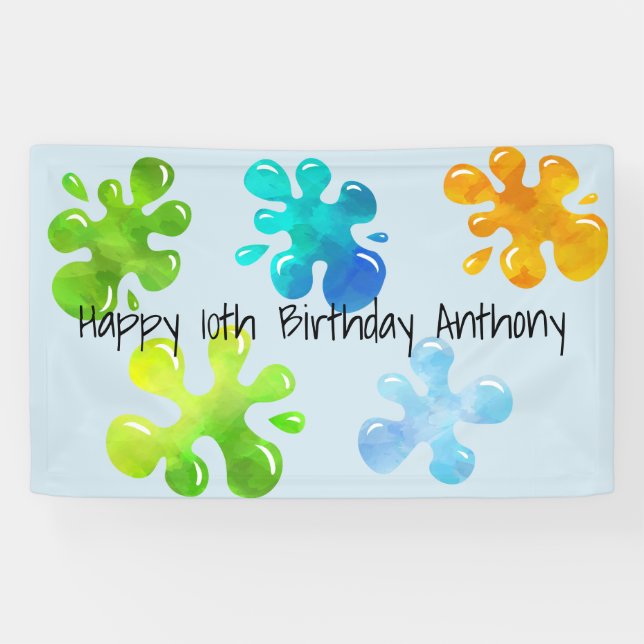 Personalized Colorful Slime Birthday Banner (Horizontal)