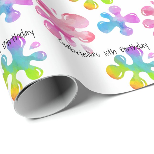Personalized Colorful Slime Birthday Gift Wrap (Roll Corner)