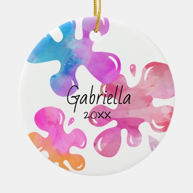 Personalized Colorful Slime Christmas Ornament (Front)