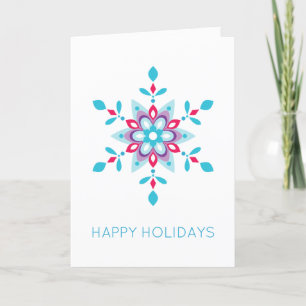 Personalized Colorful Snowflake Happy Holiday Card