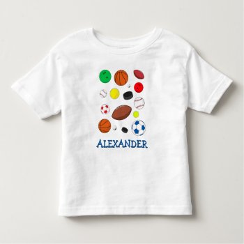 Personalized Colorful Sports Balls Toddler T-shirt by judgeart at Zazzle