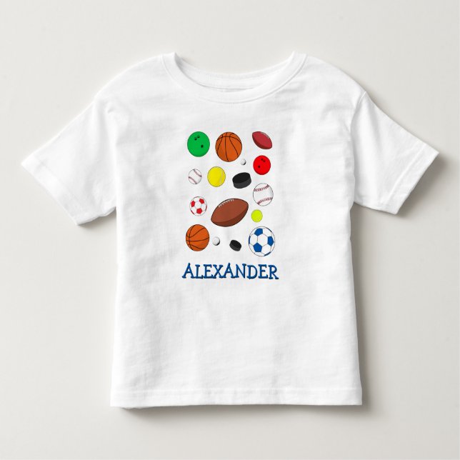 Personalized Colorful Sports Balls Toddler T-shirt (Front)