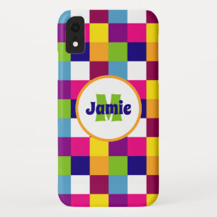 Personalized Colorful Squares or Blocks Pattern iPhone XR Case